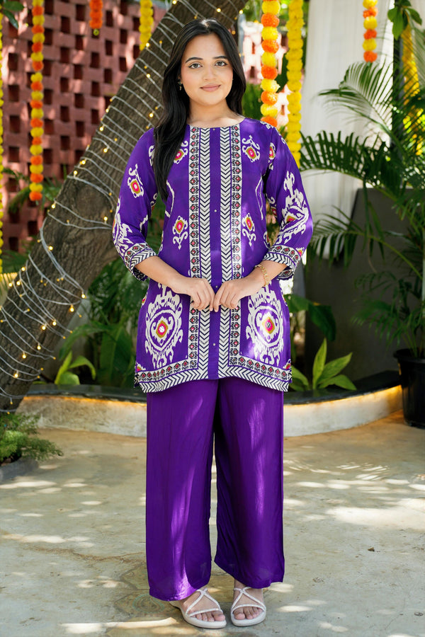 Fuljhadi Co-ord Set: Purple
