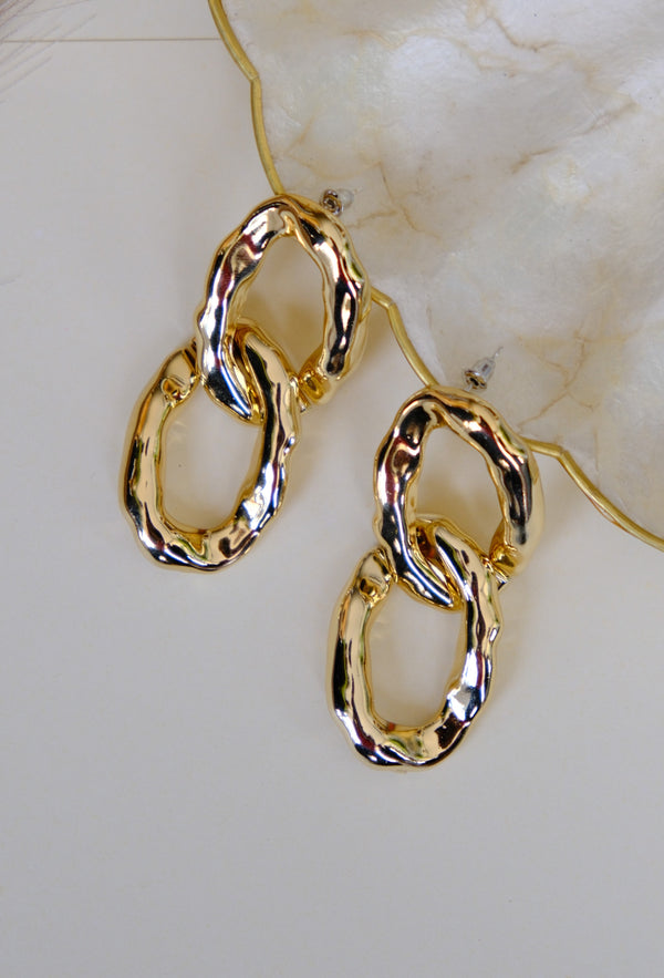 Anti Tarnish Metal Chain Earrings in Gold Polish