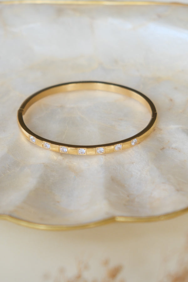 Gold Bangle With Single Diamond